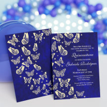 Royal Blue & Gold Butterfly 15e verjaardagsfeest