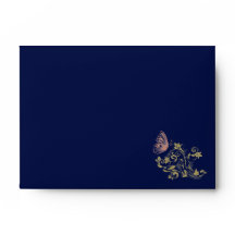 Royal Blue Gold Butterfly Wedding Kaart Envelope