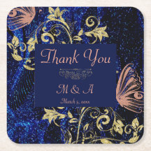 Royal Blue Gold Butterfly Wedding