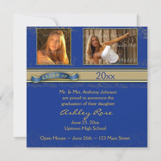 Royal Blue Gold Carte photo (Devant)