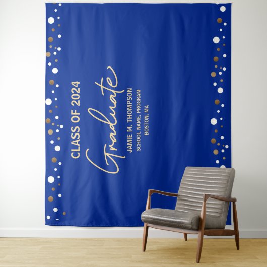 Royal Blue Gold Class of 2023 backdrop afstuderen Wandkleed (In situ)