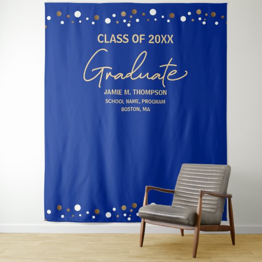 Royal Blue Gold Class of Afstudeerder backdrop afs Wandkleed (In situ)