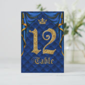 Royal Blue Gold Crown Mariage Numéro de Table 12 (Debout devant)