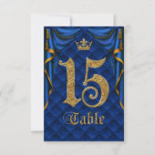 Royal Blue Gold Crown Mariage Numéro de Table 15 (Devant)