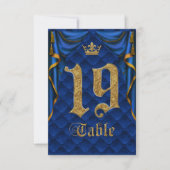 Royal Blue Gold Crown Mariage Numéro de Table 19 (Devant)