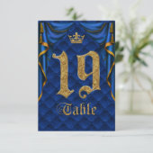 Royal Blue Gold Crown Mariage Numéro de Table 19 (Debout devant)