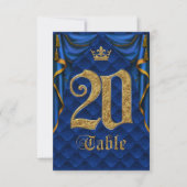 Royal Blue Gold Crown Mariage Numéro de Table 20 (Devant)