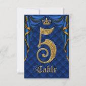 Royal Blue Gold Crown Mariage Numéro de Table 5 (Devant)