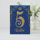 Royal Blue Gold Crown Mariage Numéro de Table 5 (Debout devant)