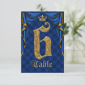 Royal Blue Gold Crown Mariage Numéro de Table 6 (Debout devant)