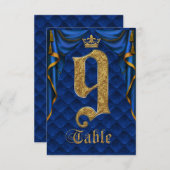 Royal Blue Gold Crown Mariage Numéro de Table 9 (Devant / Derrière)