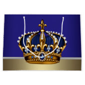 Royal Blue Gold Crown Prince King Large Cadeautasje (Voorkant)