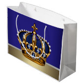 Royal Blue Gold Crown Prince King Large Cadeautasje (Achterkant Gekanteld)