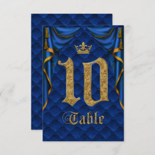Royal Blue Gold Crown Wedding Table Number 10 Kaart