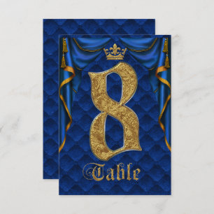 Royal Blue Gold Crown Weduwtable Number 8 Kaart