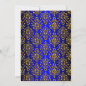 Royal Blue & Gold Damask Cross Baptism Invitation (Dos)