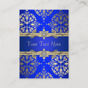 Royal Blue Gold Damask Visitekaartjes