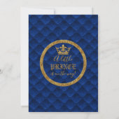 Royal Blue & Gold Drapes Scroll Baby shower Kaart (Achterkant)