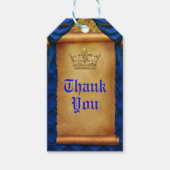 Royal Blue & Gold Drapes Scroll bruiloft gunst Cadeaulabel (Voorkant)