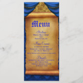 Royal Blue Gold Drapes Scroll Menu Mariage (Devant)