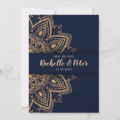 Royal Blue Gold Elegant Luxe Faire-part de mariage (Devant)