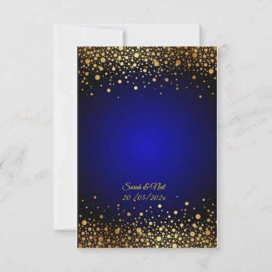 Royal Blue Gold Faire-part de mariage populaire (Dos)