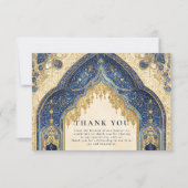 Royal Blue Gold Islamic Wedding Bedankkaart (Voorkant)