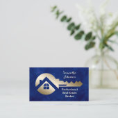 Royal Blue Gold Key Carte de visite immobilier (Debout devant)
