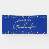 Royal Blue Gold Klasse van 2024 Afstuderen Banner (Horizontaal)