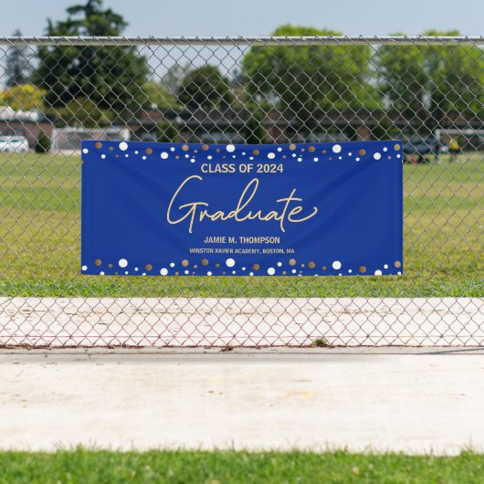 Royal Blue Gold Klasse van 2024 Afstuderen Spandoek (Insitu)