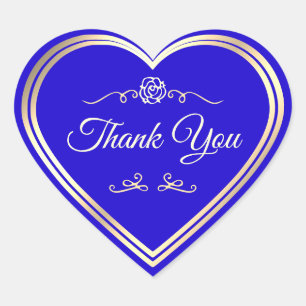 Royal Blue Gold Lijst Roos Schattige Bedankt Hart Sticker