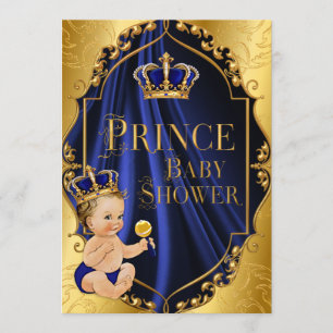 Royal Blue & Gold Little Prince Crown Kaart