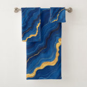 Royal Blue Gold Marble Collectie Bad Handdoek (Insitu)