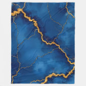 Royal Blue Gold Marble Collectie Fleece Deken (Voorkant)