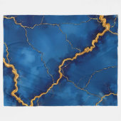 Royal Blue Gold Marble Collectie Fleece Deken (Voorkant (Horizontaal))