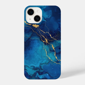 Royal Blue & Gold Marble Phone Case iPhone 14 Hoesje