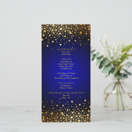 Royal Blue Gold mariage menu populaire (Debout devant)