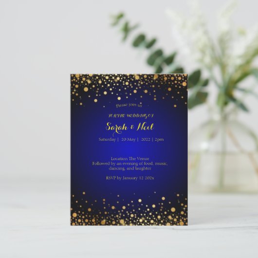 Royal Blue Gold Popular Faire-part de mariage (Debout devant)