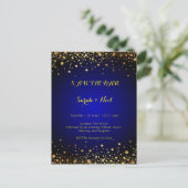 Royal Blue Gold Popular Save the date Briefkaart (Staand voorkant)