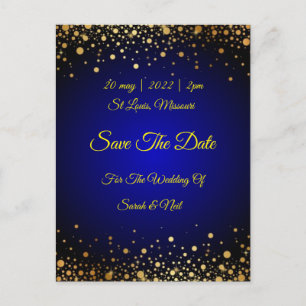 Royal Blue Gold Popular sparen de datumuitnodiging Briefkaart