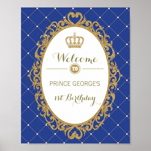 Royal Blue Gold Prince Anniversaire Affiche de bie (Devant)