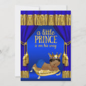 Royal Blue Gold Prince Baby Boy Shower Invitations (Devant)