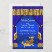 Royal Blue Gold Prince Baby Boy Shower Invitations (Dos)
