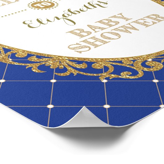 Royal Blue & Gold Prince Baby shower Affiche de bi (Coin)