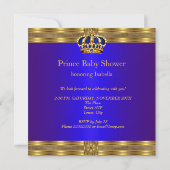 Royal Blue Gold Prince Baby shower Invitation ethn (Dos)