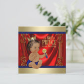 Royal Blue Gold Prince Baby shower Kaart (Staand voorkant)