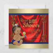 Royal Blue Gold Prince Baby shower Kaart (Achterkant)