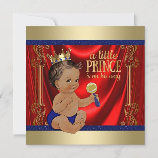 Royal Blue Gold Prince Baby shower Kaart (Voorkant)