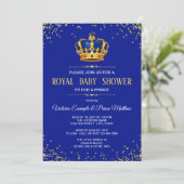 Royal Blue Gold Prince Baby Shower Uitnodigingen (Staand voorkant)