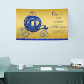 Royal Blue Gold Prince Carriage Baby shower Spandoek (Beurs)